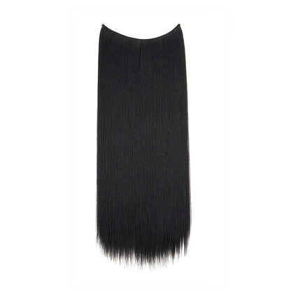 24Inch Synthetic Invisible Hair Extension Fish Line Fake Hairpiece Black Brown Hair Accessorie for Women