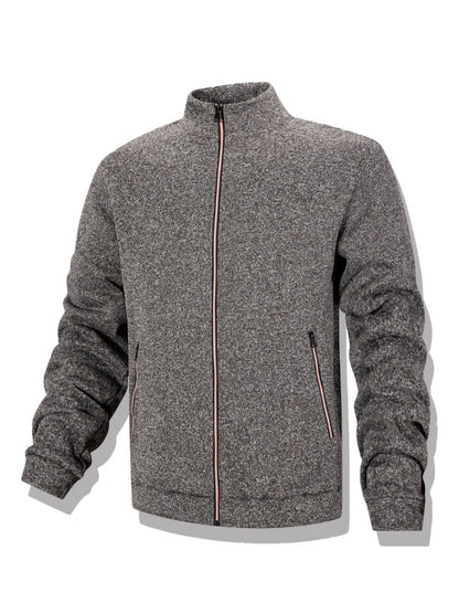 Men's Casual Sweatshirt Jackets Full Zip Up Cardigan Stand Collar Jacket Autumn Winter Male Outdoor Windproof Warm Coat