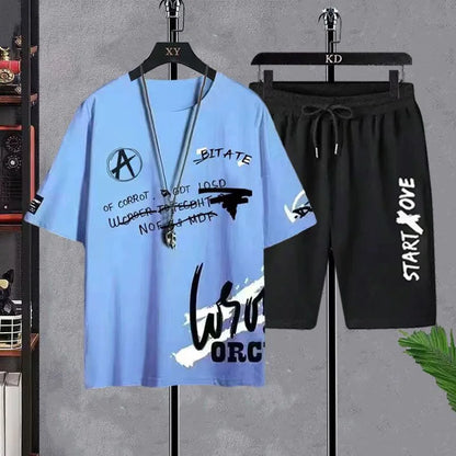 Men Sets 2025 Summer Men Clothing Casual Tshirt  +Short Two-piece Oversize Men's Short Sleeve Breathable Sports Suit 2-piece Set