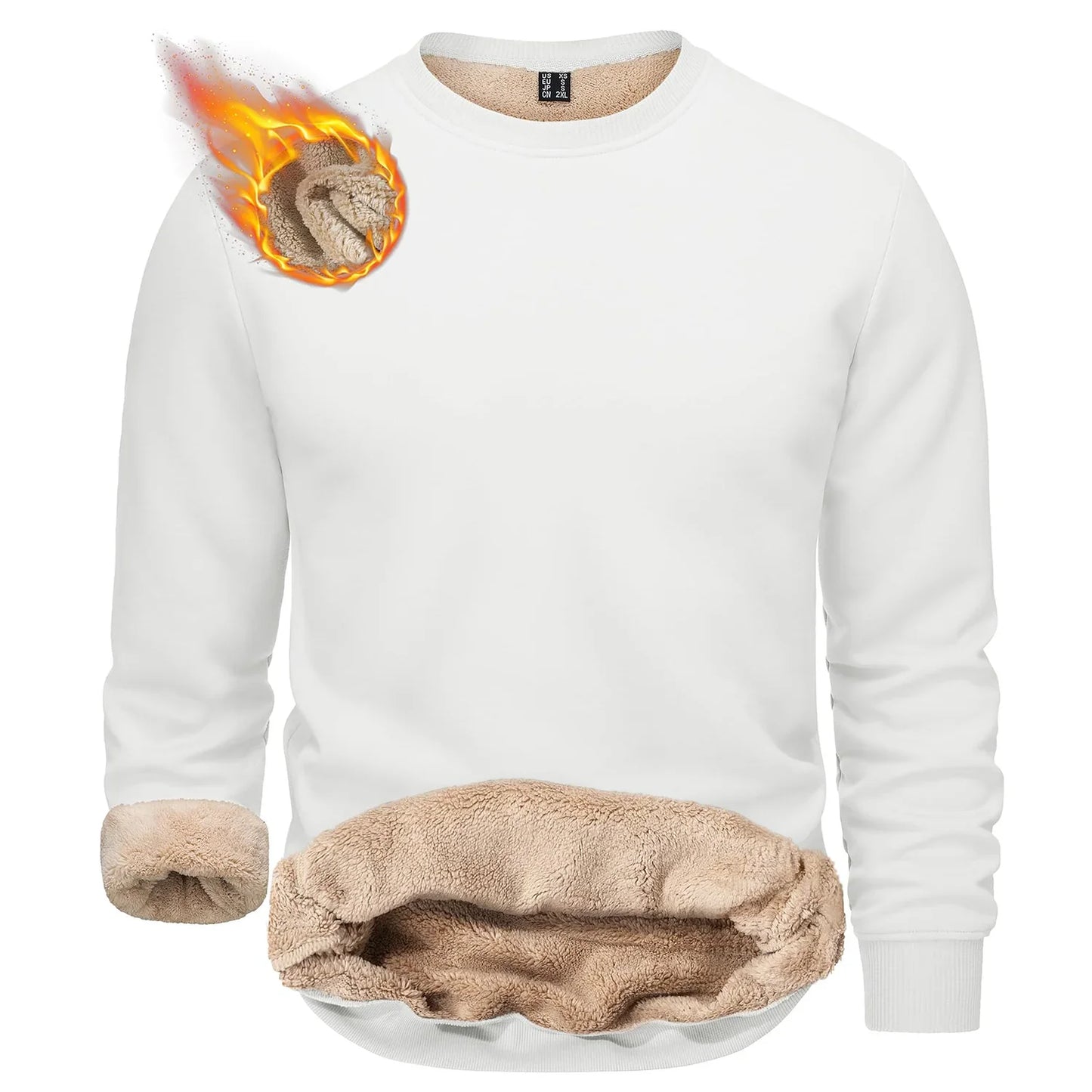 TACVASEN Winter Thicken Fleece Crewneck Sweatshirt Mens Warm Sherpa Lined Heavy Winter Pullover Basic Tops Shirts No Hood Hoodie