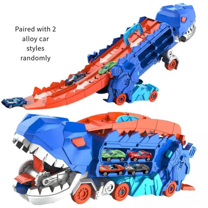 New product folding dinosaur Transporter Car Toys competitive game roll to eat & store die-cast cars£¨Come with2 Metal Cars£©