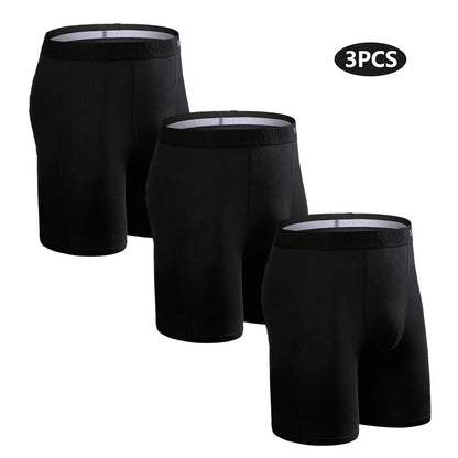 3pcs Long Boxers For Man Underware Lots Mens Underpants Cotton Men's Panties Family Boxershorts Boxer Sexy Male Shorts Calecon