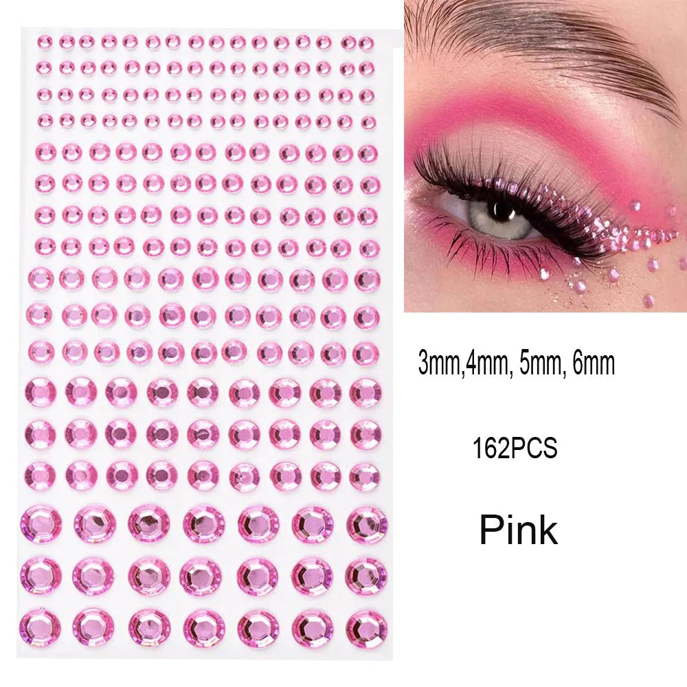 1Pcs Face Diamond Gem Sticker 5D Colorful Rhinestone Tattoo Eyeshadow Stickers fo Festival Nail Body Makeup Bling Jewel DIY Deco