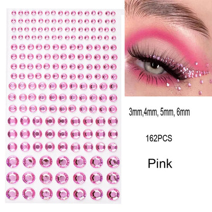 1Pcs Face Diamond Gem Sticker 5D Colorful Rhinestone Tattoo Eyeshadow Stickers fo Festival Nail Body Makeup Bling Jewel DIY Deco