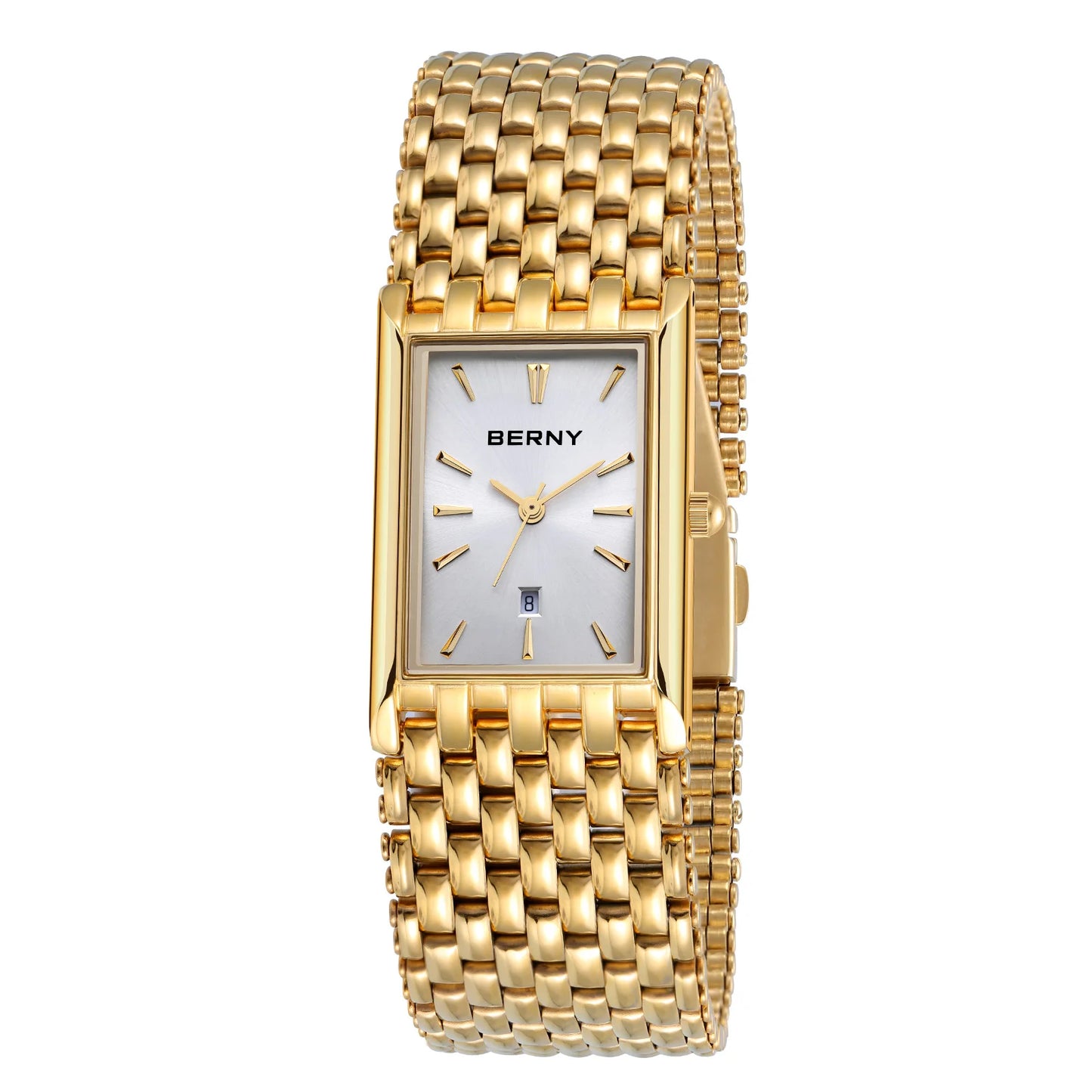 BERNY Gold Watch for Couple Luxury Women/Men Wristwatch Waterproof Golden Clock Quartz Stainless Steel Fashion Men Ladies Watch