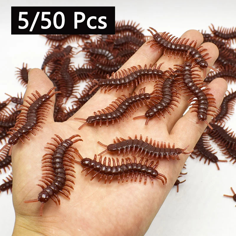 5-50Pcs Funny Cockroaches Joke Decoration Props Rubber Toy Gags Practical Jokes Toys Horrifying Simulation Plastic Centipede