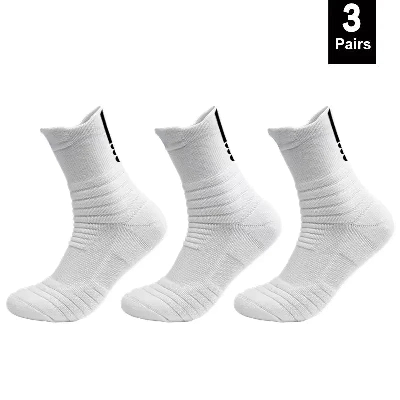 6/3/1 Pairs New Men Sports Running Fitness Flight Short Tube Socks Women's Towel Bottom Basketball Socks Solid Color Black Socks