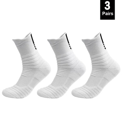 6/3/1 Pairs New Men Sports Running Fitness Flight Short Tube Socks Women's Towel Bottom Basketball Socks Solid Color Black Socks