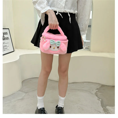 New Kawaii Sanrio Kuromi MyMelody Kirby Cartoon Anime Plush Bag Cute Handbag Cosmetics Bag Sundries Storage Case Girl Gift