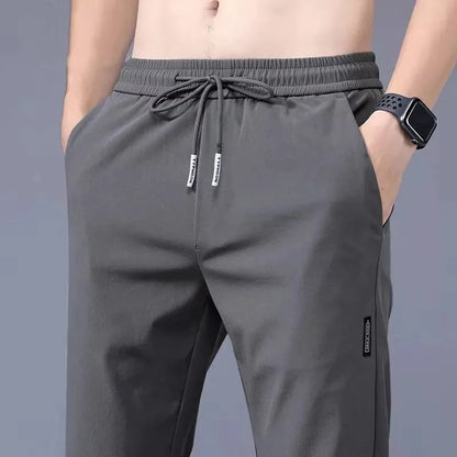 Men's pants 2025 summer new black gray thin business casual pants outdoor elastic breathable straight leg sports pants