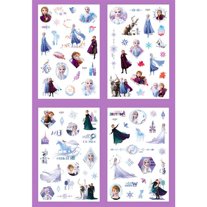 4Pcs/set Tattoo stickers Disney Stitch Princess Sofia Unicorn Frozen Action Cars Cartoon Sticker For Birthday Party Gift