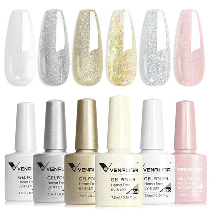 Venalisa HEMA TPO FREE Nail Gel Polish Glitter Gorgeous Full Coverage Soak Off UV LED French Nail Jelly Pink Nude Collection