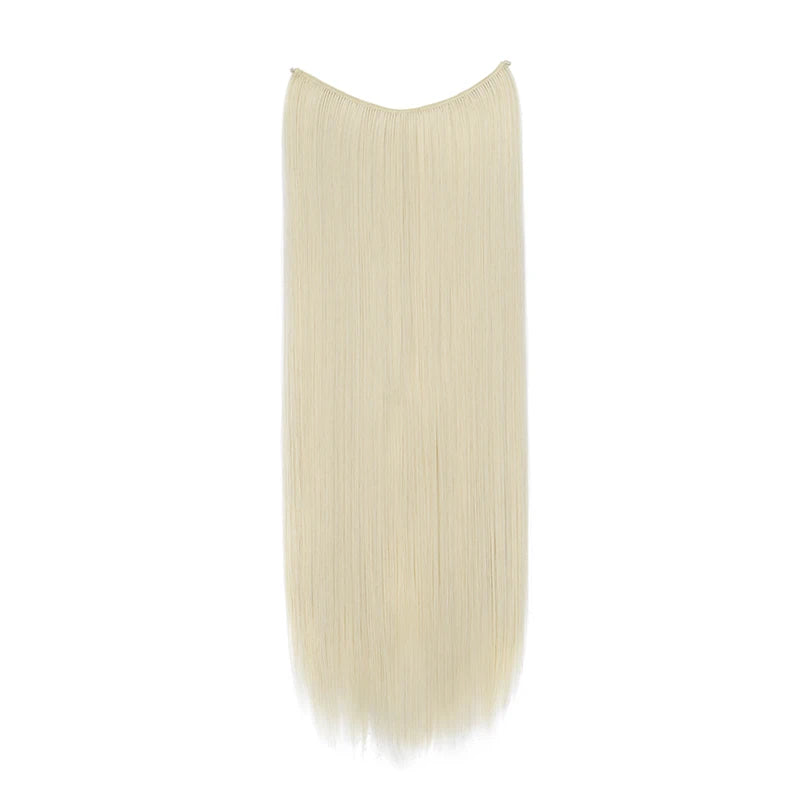 24Inch Synthetic Invisible Hair Extension Fish Line Fake Hairpiece Black Brown Hair Accessorie for Women