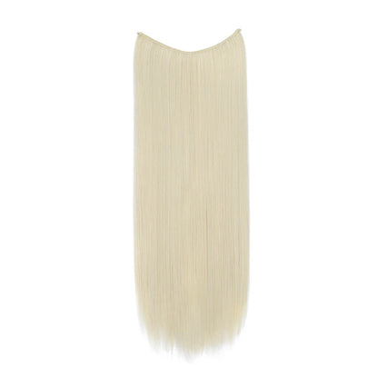 24Inch Synthetic Invisible Hair Extension Fish Line Fake Hairpiece Black Brown Hair Accessorie for Women