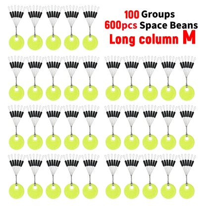 60pcs 10/20 Group Set Rubber Silicon Space Bean Sea Carp Fly Fishing Black Rubber Oval Stopper Fishing Float Fishing Bobber Part