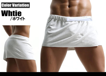 Sexy Sleep Bottoms Man Microfiber Pajamas Men Nightwear Short towel Pants Side Split Bathrobe Culottes Soft Thick