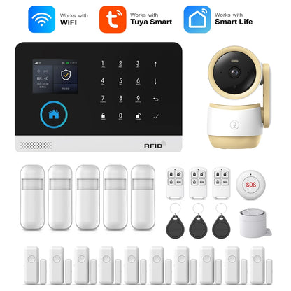 MULO Alarm System For Home Burglar Security 433MHz GSM  Home alarm Wireless PG103 WiFi Alarma Tuya Smart App Work With Alexa