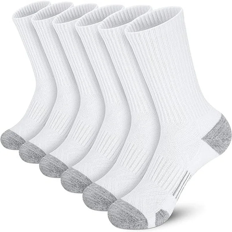 6 Pairs Mens Athletic Crew Socks Cushion Running Work Breathable Outdoor Socks for Men,Sock Size:10-13