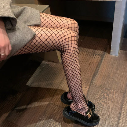 Sexy Hollowed Out Bottomed Pantyhose Classic Lolita Fishnet Lace Mesh Stockings Women Girls Gothic Punk Retro Spider Web Tights