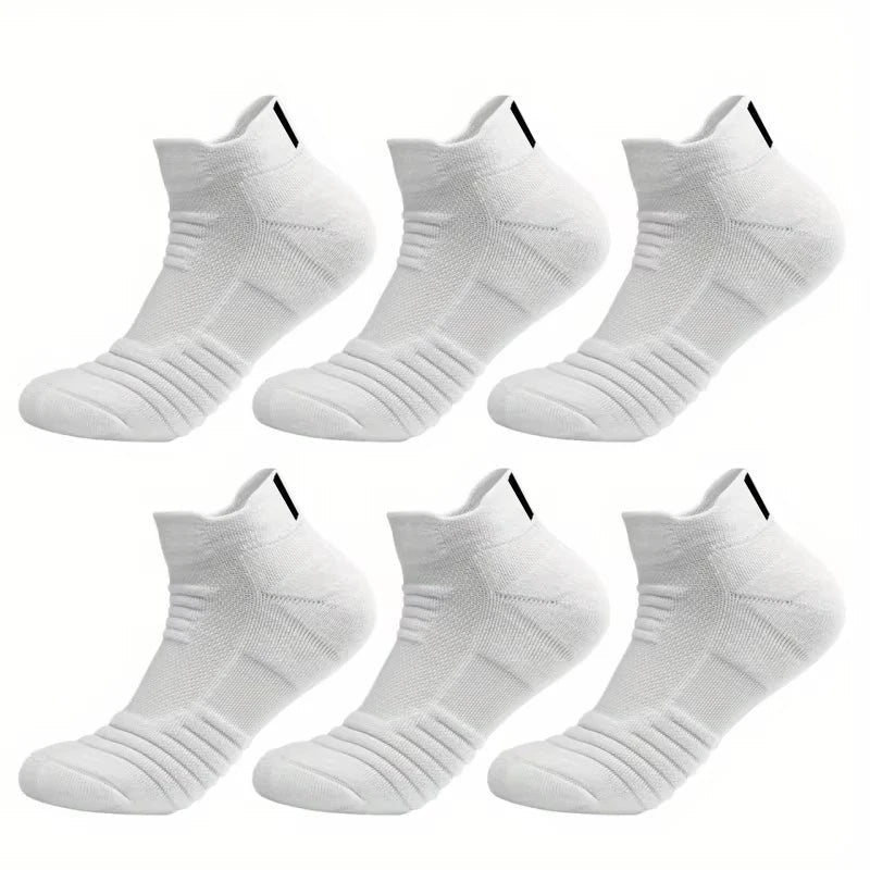 6/3/1 Pairs New Men Sports Running Fitness Flight Short Tube Socks Women's Towel Bottom Basketball Socks Solid Color Black Socks