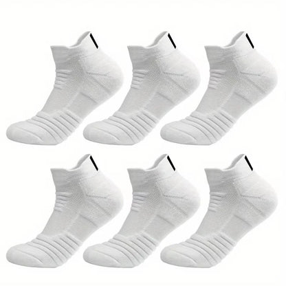 6/3/1 Pairs New Men Sports Running Fitness Flight Short Tube Socks Women's Towel Bottom Basketball Socks Solid Color Black Socks