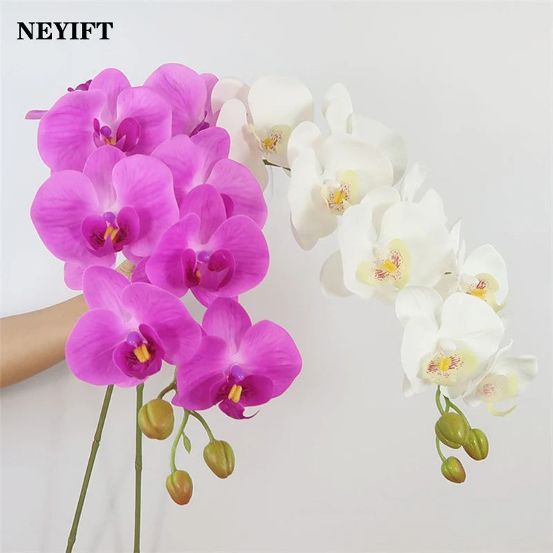 9 Heads 98cm Artificial Butterfly Orchid Flowers Fake Moth Orchids Flowers for Wedding Christmas Festival Home Decor