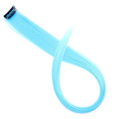 5PCS 22Inch Synthetic Long Straight Hair Clips Rainbow Hair Extension Colored Red Green Blue Hairpiece for Women