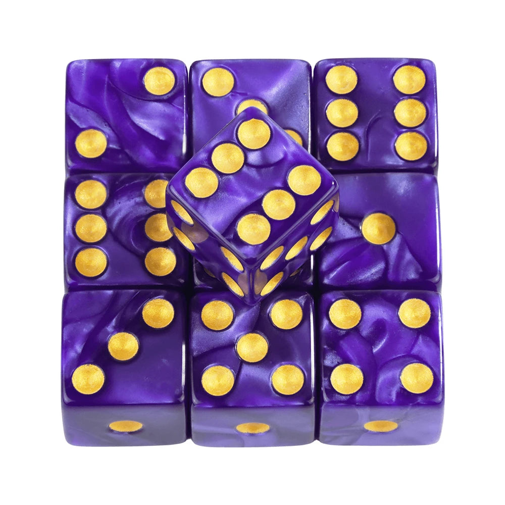 Marble D6 Game Dice 10PCs Square Corner 16MM Math Entertainment Acrylic Gambling Tool Dice