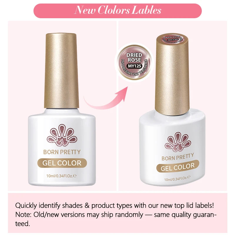 BORN PRETTY 10ml Rainbow Purple Water Light Cat Magnetic Gel Nail Polish Shining Super Sliver-light Holographics Soak Off UV Gel