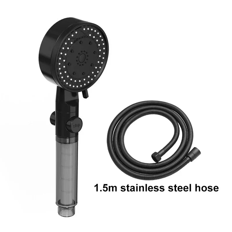 10 Spray One Touch Stop Filtered Shower Head High-Pressure Handheld Water Saving Showerhead Fall Resistance Bath Shower Nozzle