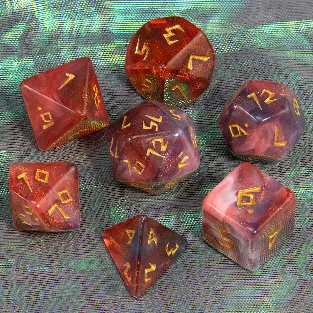 DND Polyhedral Dice Set - 7 Pieces Acrylic Mixed Colour Glitter Games Dice  for Souvenirst Entertainment RPG Board Game