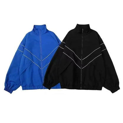 Hip Hop Varsity Jacket Men High Street Patchwork Color Black Windbreaker Coats Women Spring Autumn Thin Fashion College Jackets