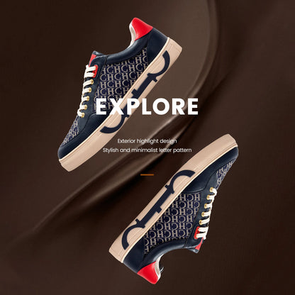 Popular men's casual shoes luxury brand flat lace-up shoes monogrammed breathable comfortable casual shoes