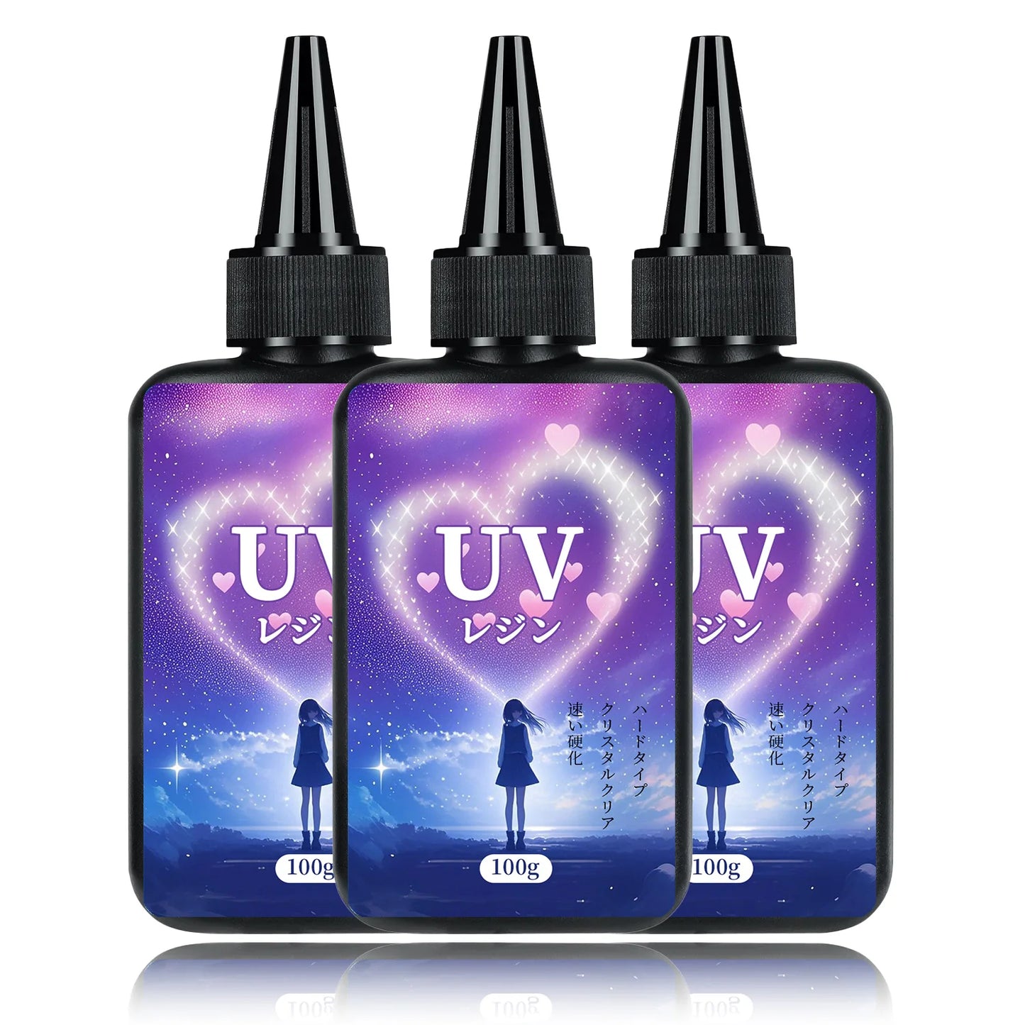 UV Resin 100-300g/random molds 5pc - Upgraded Hard Type Crystal Clear Ultraviolet Curing UV Epoxy Resin for Craft Jewelry Making