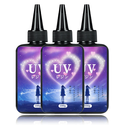 UV Resin 100-300g/random molds 5pc - Upgraded Hard Type Crystal Clear Ultraviolet Curing UV Epoxy Resin for Craft Jewelry Making