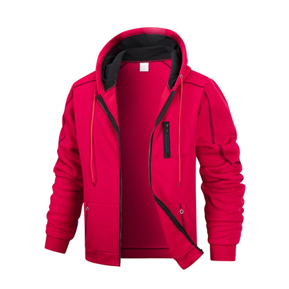 Men's Casual Sports Zipper Hoodie Coat Solid Color Cardigan Sweatshirt for Men Clothing Sportswear Slim Fit Casual Jacket