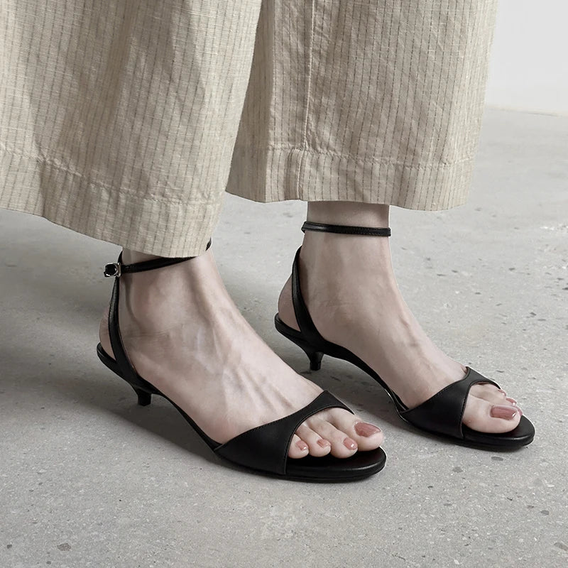 QUTAA 2025 Sexy Slingbacks Women High Heels Sandals Open Toe Pumps Shoes Party Genuine Leather Wedding Shoes Office Size 34-43