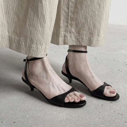 QUTAA 2025 Sexy Slingbacks Women High Heels Sandals Open Toe Pumps Shoes Party Genuine Leather Wedding Shoes Office Size 34-43