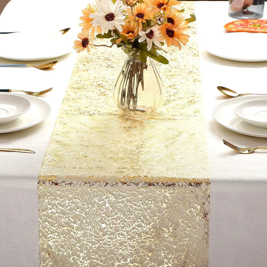 30x500cm Gold Table Runner Metallic Glitter Table Cloths Runner Metallic Roll Rectangle for Birthday Wedding Home Table Decor