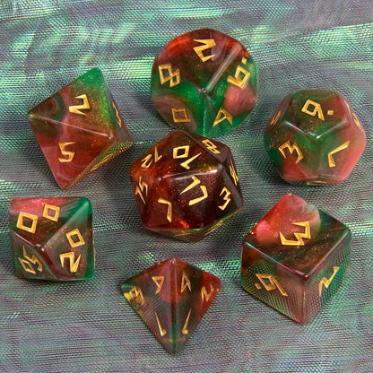 DND Polyhedral Dice Set - 7 Pieces Acrylic Mixed Colour Glitter Games Dice  for Souvenirst Entertainment RPG Board Game