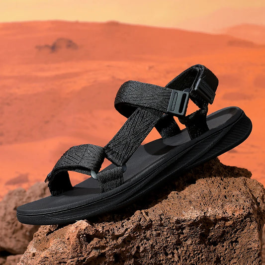 Black Men's Outdoor Casual Arch Support Sandals Anti-Slip Breathable Beach Holiday Sports Sandals for Summer Walking Size 40-45