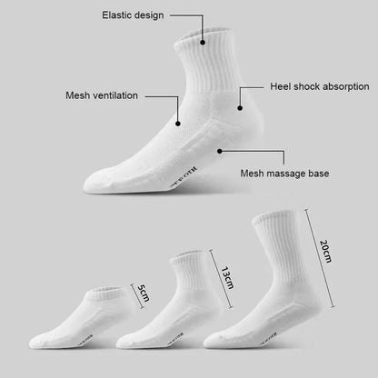 10pairs Socks Men's Cotton Deodorant Winter Towel Bottom with Velvet Mid-tube White Stockings Thickened Sports Basketball Socks