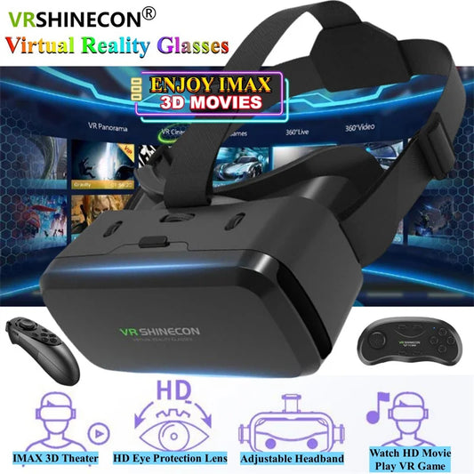 Virtual Reality Glasses IMAX Giant Screen 3D Movie Google Cardboard Box VR Headset Helmet for Smartphone,Support Game Joystick
