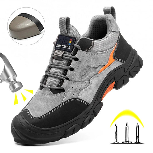 Steel Toe Anti-Puncture Work Shoes Men Reinforced Sole Abrasion Resistant Safety Shoes Anti-smash Construction Working Boots
