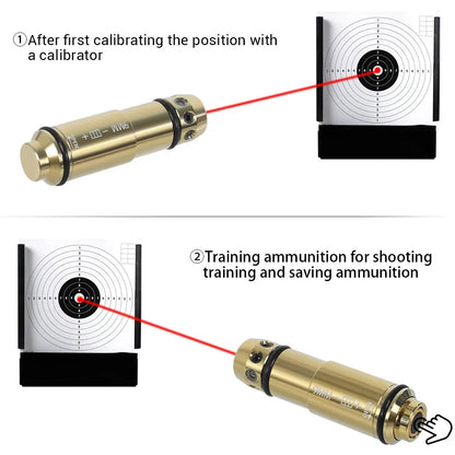 9x19mm Laser Training Bullet Laser Bore Sight 2 in 1 Dual-Purpose Boresighter Calibrator for Pistol Shooting Accessories