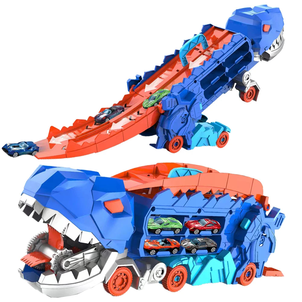 New product folding dinosaur Transporter Car Toys competitive game roll to eat & store die-cast cars£¨Come with2 Metal Cars£©