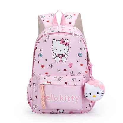 1PC Hello Kittys Anime Backpack, Kuromi Cinnamoroll School Bags With Wallet Charm, Student Girl Casual Travel Commute Knapsack