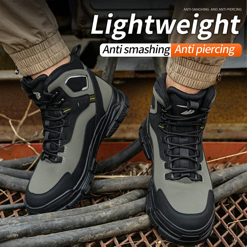 Man Safety Shoes Puncture-Proof Work Sneaker Waterproof Work Shoes Steel Toe Shoes Safety Boots Indestructible Shoes Lightweight