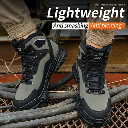 Man Safety Shoes Puncture-Proof Work Sneaker Waterproof Work Shoes Steel Toe Shoes Safety Boots Indestructible Shoes Lightweight