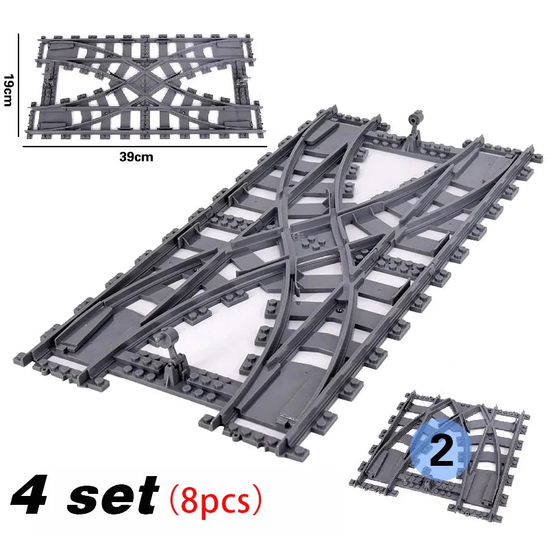 NEW City Trains Flexible Tracks Soft Straight Curved Rails Switch Building Block Creative Models Railways Toys For Kids Gifts